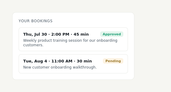 iSyph Live booking dashboard concept